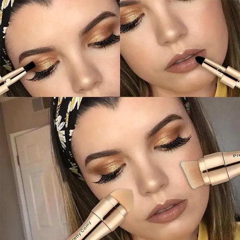 New Vintage Style 4 In 1 Makeup Brushes For Foundation Eyebrow Shadow Eyeliner Blush Powder Brush Cosmetic