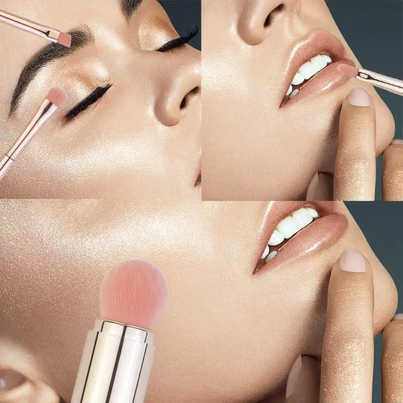 New Vintage Style 4 In 1 Makeup Brushes For Foundation Eyebrow Shadow Eyeliner Blush Powder Brush Cosmetic