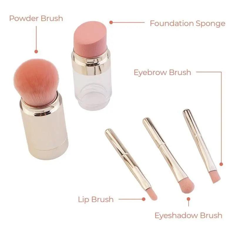 New Vintage Style 4 In 1 Makeup Brushes For Foundation Eyebrow Shadow Eyeliner Blush Powder Brush Cosmetic