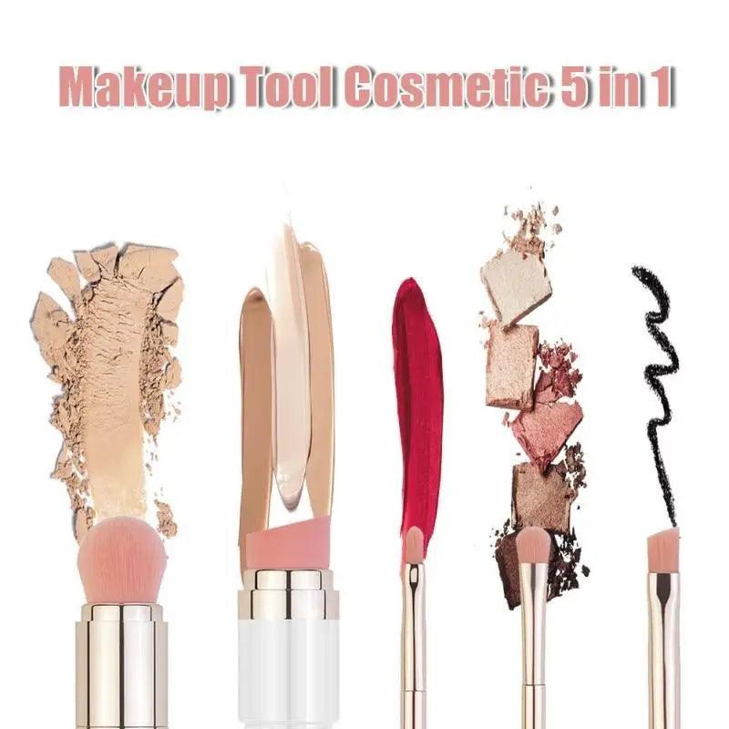 New Vintage Style 4 In 1 Makeup Brushes For Foundation Eyebrow Shadow Eyeliner Blush Powder Brush Cosmetic