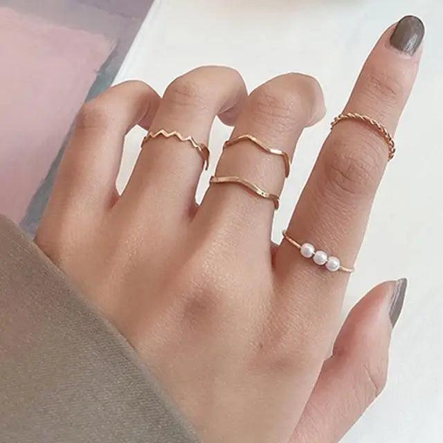 New Vintage Style Gold Midi Round Twist Rings Set For Women And Girls Ring Trendy Metal Knuckle Finger Rings Jewelry - ALLURELATION - 571, best selling rings, elegance rings set, elegant jewelry, fashionable jewelry, fashionable rings set, Gold Midi Round rings, Jewelry, Metal Knuckle Finger Rings, midi finger rings set, party rings, rings, rings for girls, rings for ladies, stylish midi fingers ring set, trendy jewelry, trendy rings, vintage jewelry, vintage style rings, weddings rings set - Stevvex.com