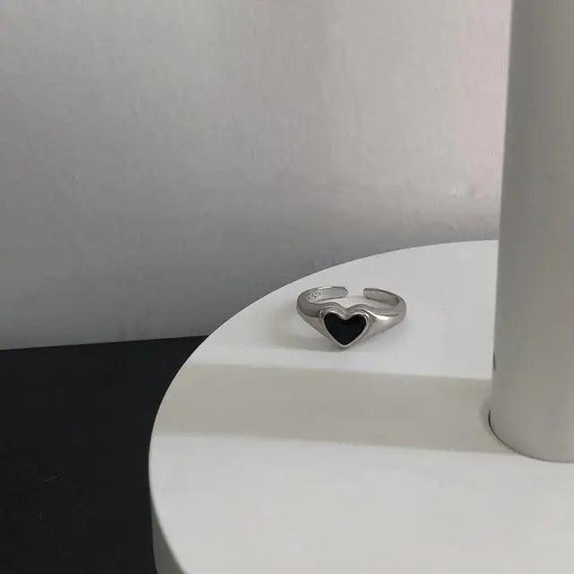 New Vintage Style Hit Colourful Love Heart Metal Rings for Women Girls - Unique Design Female Party Jewelry - 6