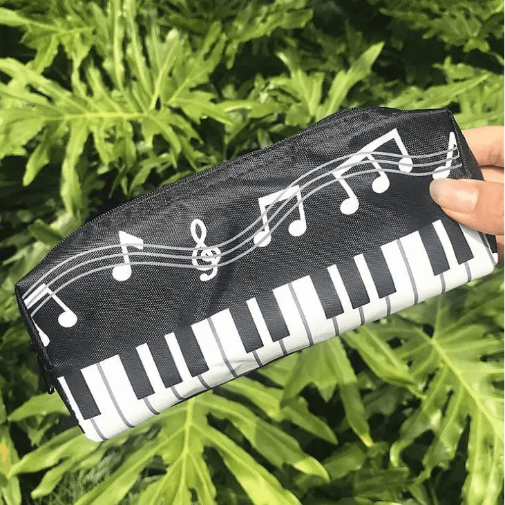 Piano Music Notes Keyboard Pencil Case Large Capacity Pencil Bags Cool Print Stationery Office School Cute Pencil Cases