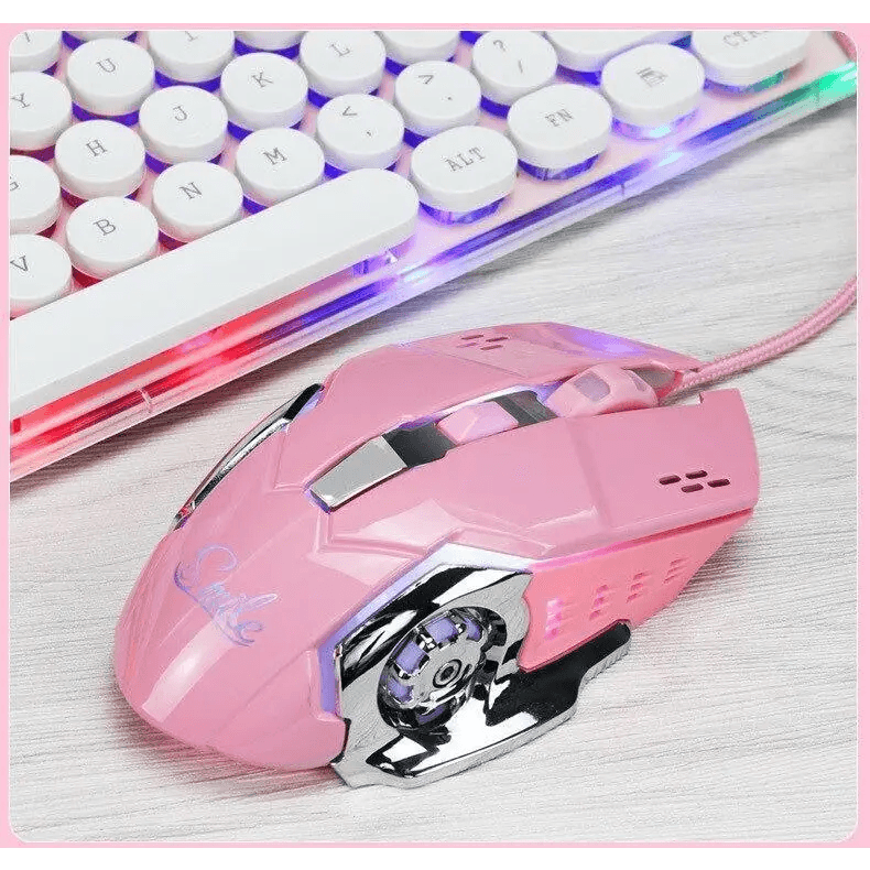 Led Clicky Pink Mouse Pink Girly Gaming Mouse 3200DPI Backlight Adjustable 4 Level DPI Wired ...