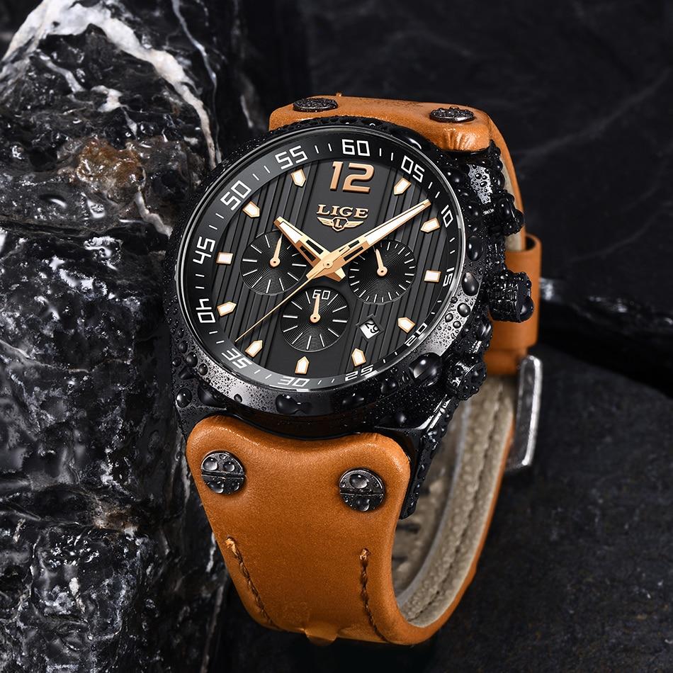 Men's Waterproof  Watch With Leather  Belts, Chronometers And Day Display Fluorescent Pointers Excellent Gift Unique Design