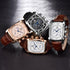 Classic Rectangle Waterproof Case Vintage Design Luxury Watches Leather Strap Business Casual Analog Wrist Watch For Men