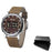 New Military Sport Watches Luxury Brown Leather Strap Quartz Wrist Watch Stylish Roller Watch For Men