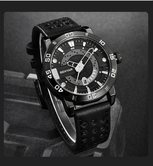 Luxury Men Fashion Watches Quartz Wrist Watches Military Casual Leather Strap Waterproof Elegant Watch