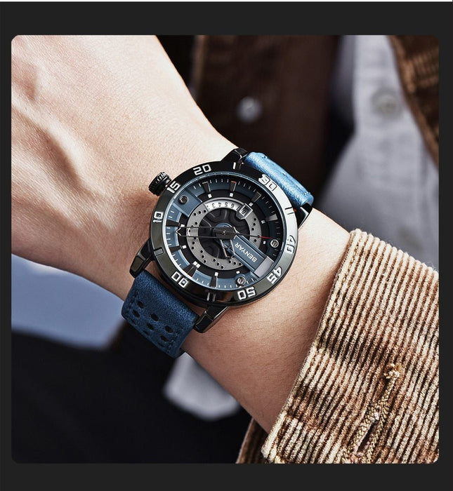 Luxury Men Fashion Watches Quartz Wrist Watches Military Casual Leather Strap Waterproof Elegant Watch