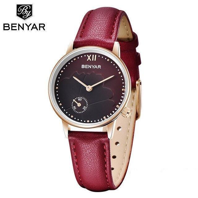 New Red Women Fashion Watch Quartz Luxury Leather Strap Analog Waterproof And Scratch Resistant Watches Excellent Gift For Women