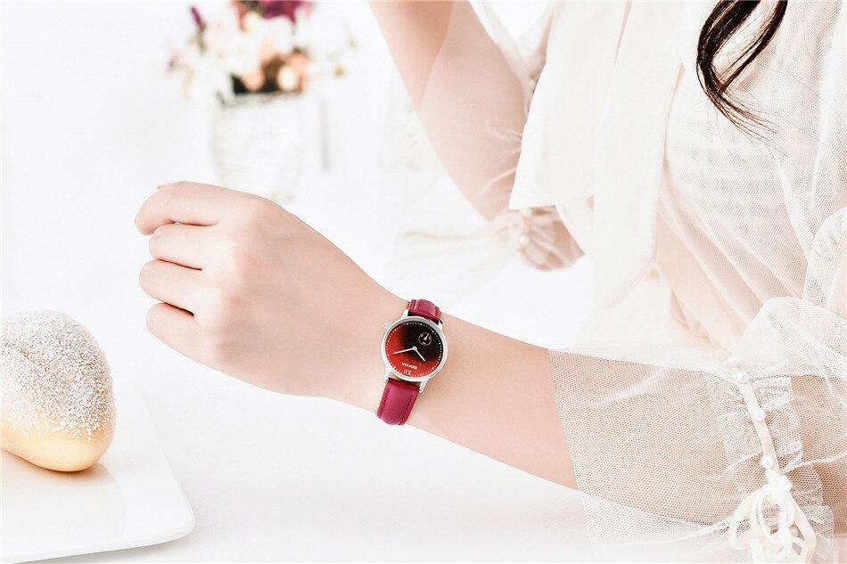 New Red Women Fashion Watch Quartz Luxury Leather Strap Analog Waterproof And Scratch Resistant Watches Excellent Gift For Women