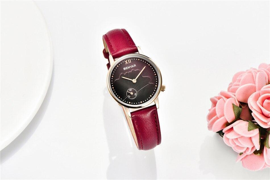 New Red Women Fashion Watch Quartz Luxury Leather Strap Analog Waterproof And Scratch Resistant Watches Excellent Gift For Women