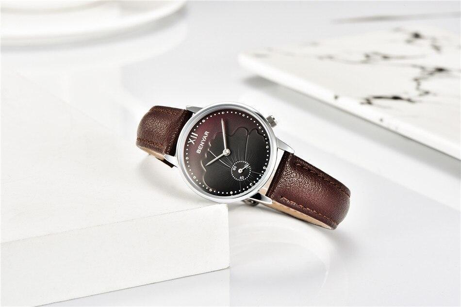 New Red Women Fashion Watch Quartz Luxury Leather Strap Analog Waterproof And Scratch Resistant Watches Excellent Gift For Women