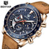 New Men Luxury Watches Leather Strap Waterproof Sport Quartz Chronograph Military Watch Men Clock