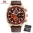 Brown Luxury Mens Watches Strong Leather Strap Modern Design Waterproof Multifunctional Business Wrist Watch