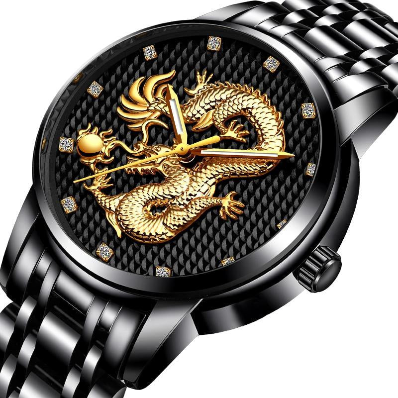 Men's Waterproof  Watch With 3D Dragon Design Excellent Look Perfect Gift For Your Man