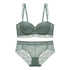 Sizzling Strapless Bra Push Up Padded Cup Underwire Ruffle Straps Lace Trim Sage Green Women's Underwear Set - ALLURELATION - - Stevvex.com