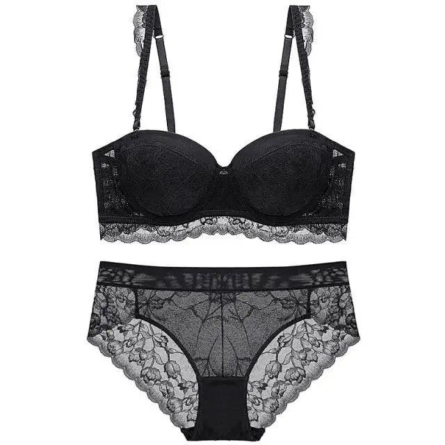 Sizzling Strapless Bra Push Up Padded Cup Underwire Ruffle Straps Lace Trim Sage Green Women's Underwear Set - ALLURELATION - - Stevvex.com