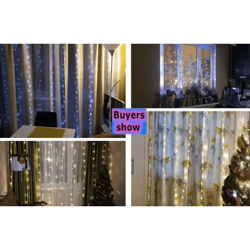 Sparkling 3M LED Curtain on the Window USB String Lights Fairy Festoon With Remote Christmas Wedding Holiday Decoration