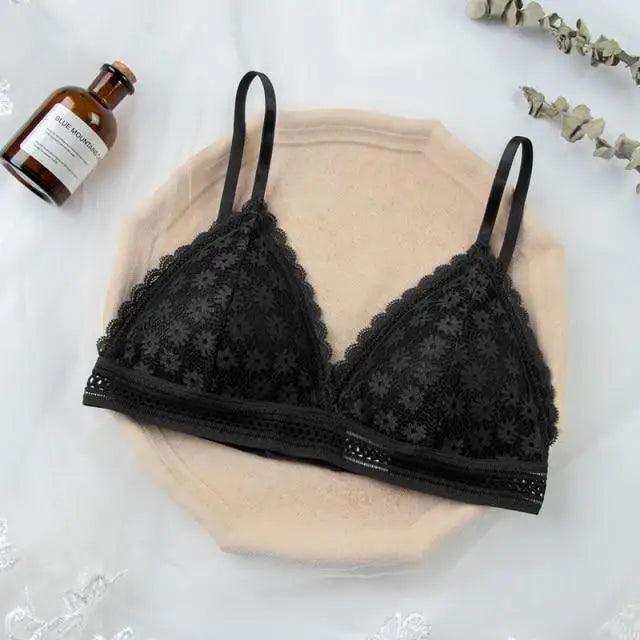 Stunning Hot Look Women’s Lace Bra No Steel Ring Beauty Back comfor Wrapped Chest Comfortable Daisy Brassiere Stretch
