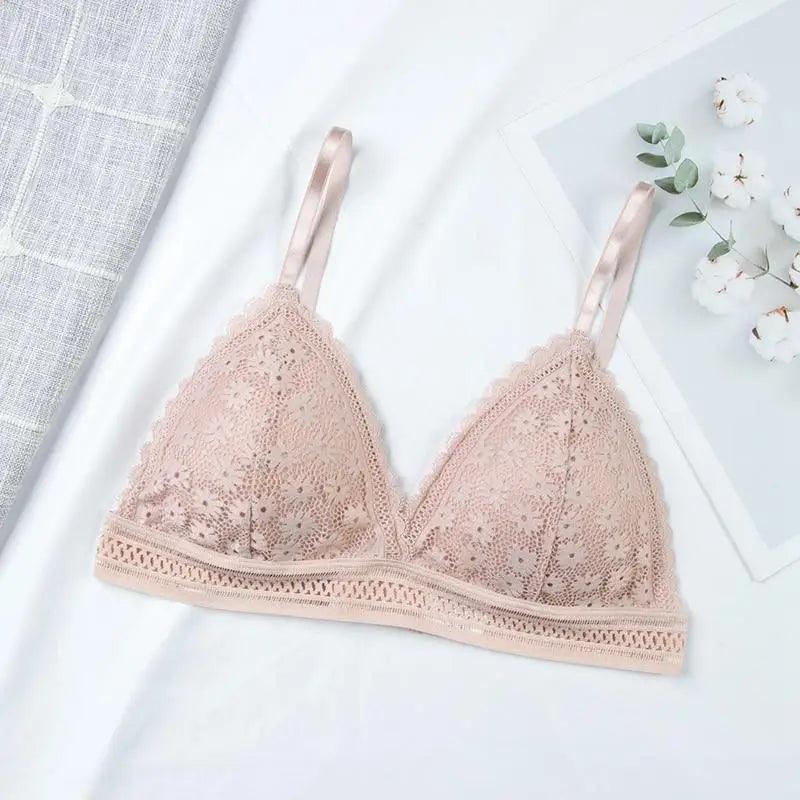 Stunning Hot Look Women’s Lace Bra No Steel Ring Beauty Back comfor Wrapped Chest Comfortable Daisy Brassiere Stretch