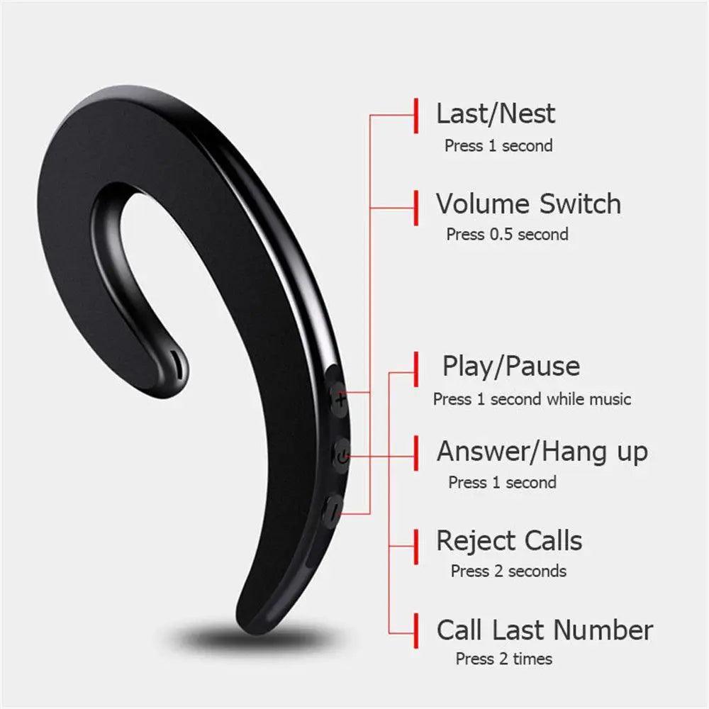 Stylish Unique Design Bone Conduction Earphone Wireless Bluetooth 4.2 Sports Stereo Headset For Laptop Ear Hook Ear