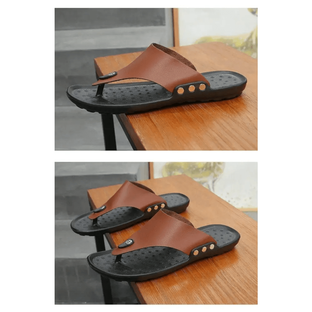 Summer Modern Design Men Flip - Flops For Beach Slippers Classic Brown Sandals Comfortable Casual Beach Outdoor