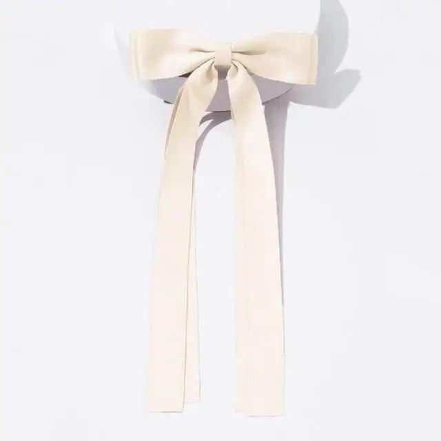 Trendy Bowknot Big Hair Bow With Long Brocade Tassel Ribbon Hair Clips Women Elegant Handmade Hairpin Hair Accessories