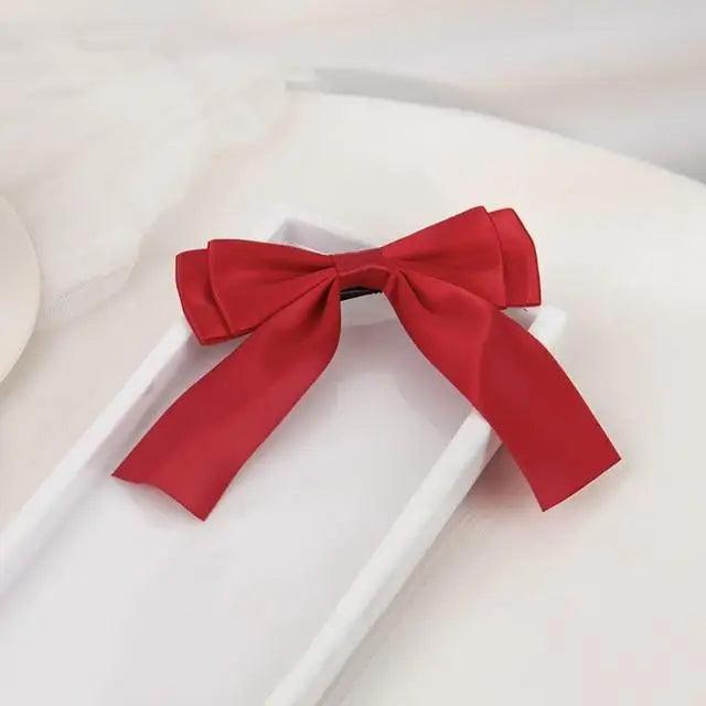 Trendy Bowknot Big Hair Bow With Long Brocade Tassel Ribbon Hair Clips Women Elegant Handmade Hairpin Hair Accessories