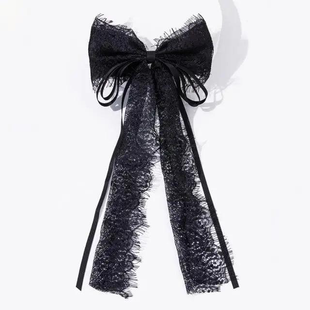 Trendy Bowknot Big Hair Bow With Long Brocade Tassel Ribbon Hair Clips Women Elegant Handmade Hairpin Hair Accessories