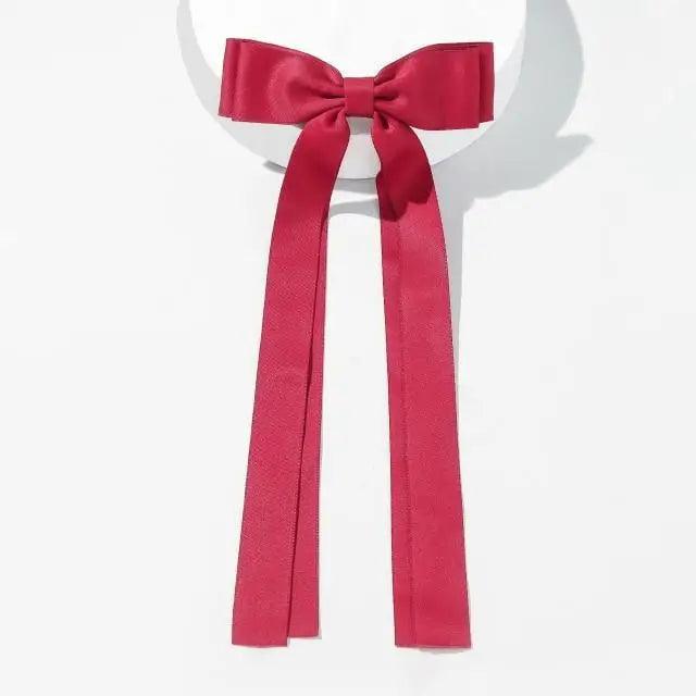 Trendy Bowknot Big Hair Bow With Long Brocade Tassel Ribbon Hair Clips Women Elegant Handmade Hairpin Hair Accessories