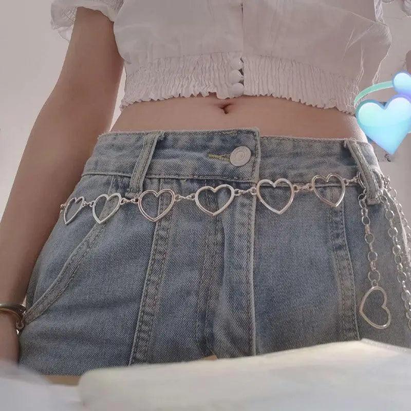 Trendy Heart Shaped Design Body Long Chain Ladies Belts Modern Metal Waist Chain Love Belts For Women - STEVVEX Fashion - 702, adjustable belt, belt, belt for girls, belt for women, belts, body link belt, chain belt, charming belt, classic belt, elegant belt, fashion belt, heart chain belt, hollow heart belt, long tassel belt, new design belt, party belt, trendy belt, unique belt, women belt - Stevvex.com