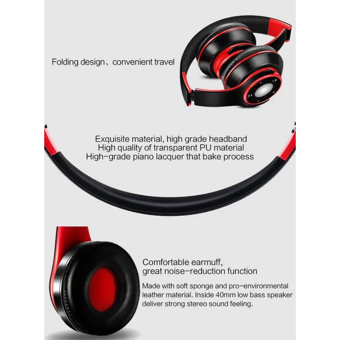Trendy Wireless Headset Bluetooth Earphones and Headphone Foldable Adjustment Bluetooth Wired Headphones TF Card MP3 FM
