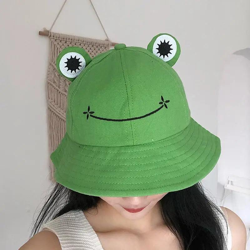Unique Design Frog Bucket Hat for Women Summer Autumn Plain Female Panama Outdoor Hiking Beach Fishing Cap Sunscreen