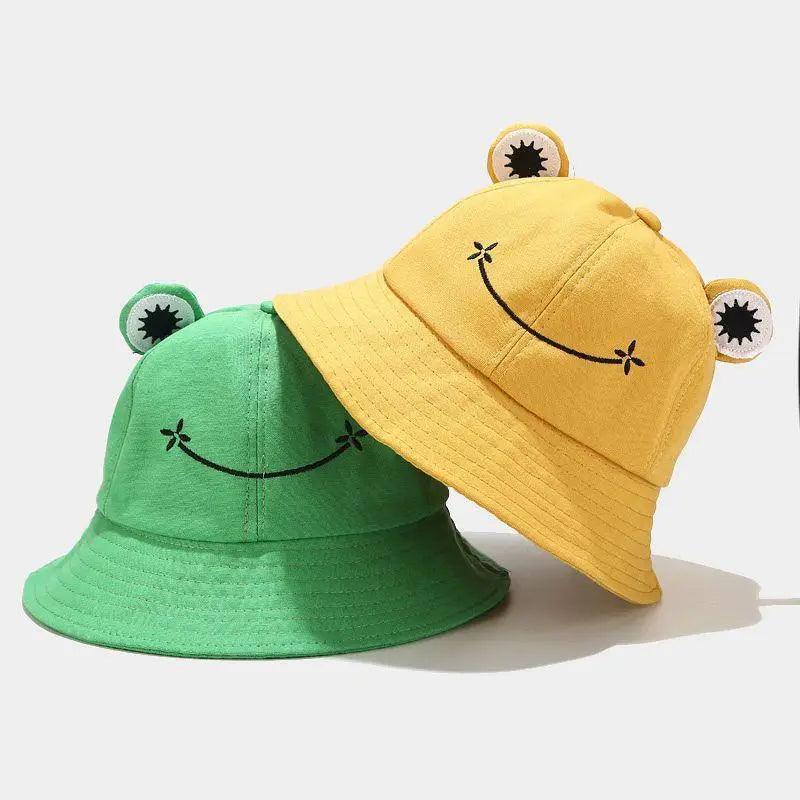 Unique Design Frog Bucket Hat for Women Summer Autumn Plain Female Panama Outdoor Hiking Beach Fishing Cap Sunscreen