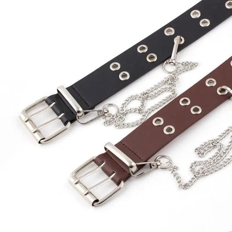 Vintage Adjustable Black Metal Waistband Buckle Leather Waistband For Jeans Trendy Women’s Fashionable Design