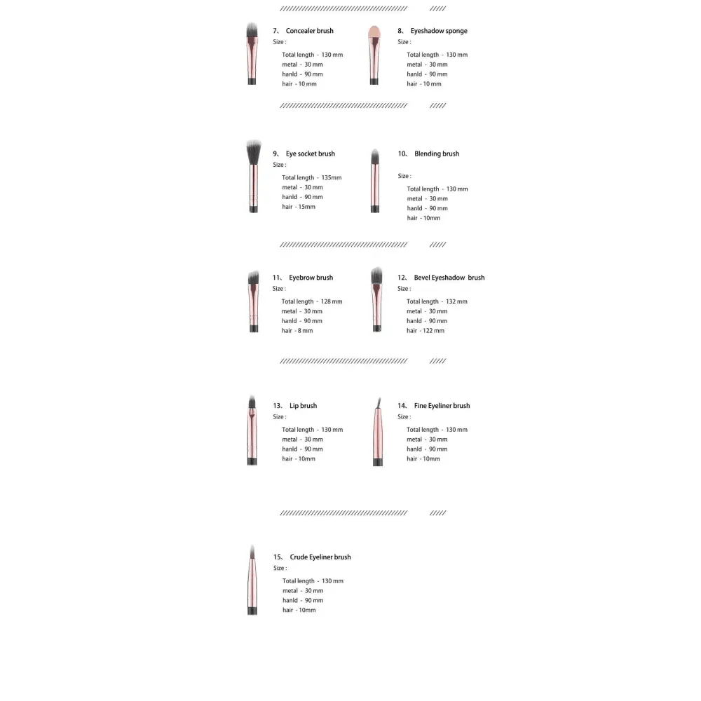 Vintage Style 5/10/15Pcs Makeup Brushes Set Powder Eye Shadow Foundation Blush Blending Make Up Brush Beauty Cosmetic