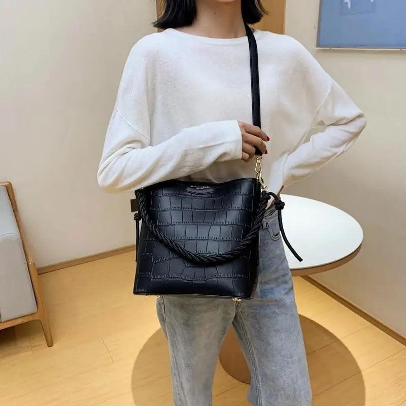 Vintage Style Fashionable Women's bucket bag Stone Pattern Shoulder Bag For Ladies Diagonal Female Bag - ALLURELATION - 575, Bag, Bags, bags for girls, bags for ladies, Bags in demand, Best deal on bags, Best selling Bags, business trip bag, business work bag, computer bag, Fashionable bucket bag, hot sale bags, Luxury Bags, Modern Bags, Party Bags, shoulder bag ladies, Stone Pattern Bag, Summer Style bags, Trendy Bags, Vintage Style bag, Women bag, Women Bags - Stevvex.com