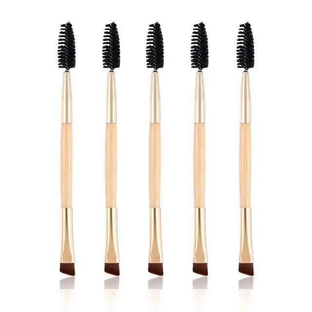 Women Makeup Brush 5Pcs Professional Black Eyebrow Inclined Flat Angled Brush Makeup Tool Wooden Pole Eyeliner