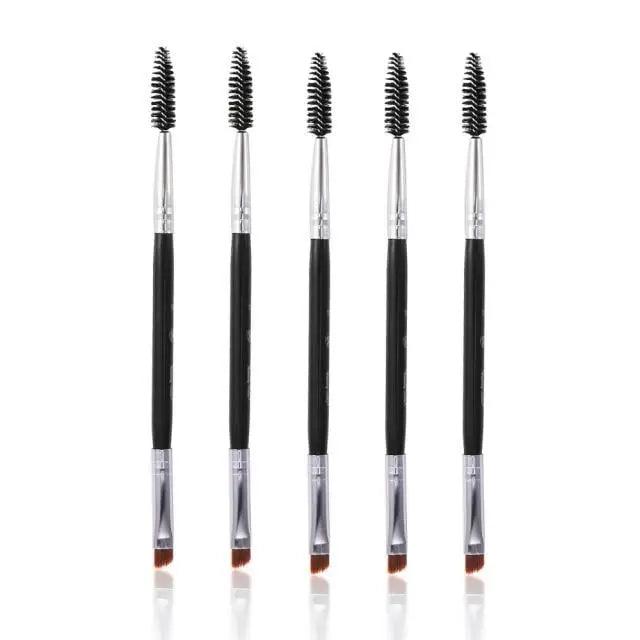 Women Makeup Brush 5Pcs Professional Black Eyebrow Inclined Flat Angled Brush Makeup Tool Wooden Pole Eyeliner