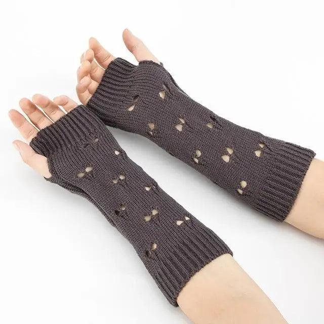 Women Vintage Gloves Hand Warmer Winter Gloves Women Arm Heart Mitten Warm Fingerless Gloves - STEVVEX Fashion - 717, autumn gloves, brown gloves, colorful gloves, comfortable gloves, Fingerless Gloves, glove, gloves, long gloves, long winter gloves, modern gloves, red gloves, stylish gloves, warm gloves, winter gloves, women gloves - Stevvex.com