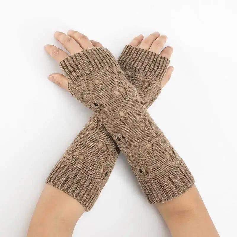 Women Vintage Gloves Hand Warmer Winter Gloves Women Arm Heart Mitten Warm Fingerless Gloves - STEVVEX Fashion - 717, autumn gloves, brown gloves, colorful gloves, comfortable gloves, Fingerless Gloves, glove, gloves, long gloves, long winter gloves, modern gloves, red gloves, stylish gloves, warm gloves, winter gloves, women gloves - Stevvex.com