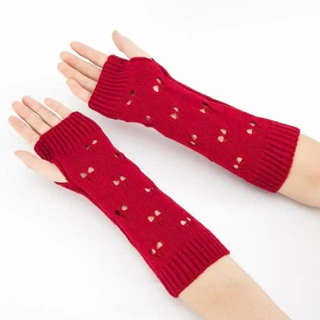 Women Vintage Gloves Hand Warmer Winter Gloves Women Arm Heart Mitten Warm Fingerless Gloves - STEVVEX Fashion - 717, autumn gloves, brown gloves, colorful gloves, comfortable gloves, Fingerless Gloves, glove, gloves, long gloves, long winter gloves, modern gloves, red gloves, stylish gloves, warm gloves, winter gloves, women gloves - Stevvex.com