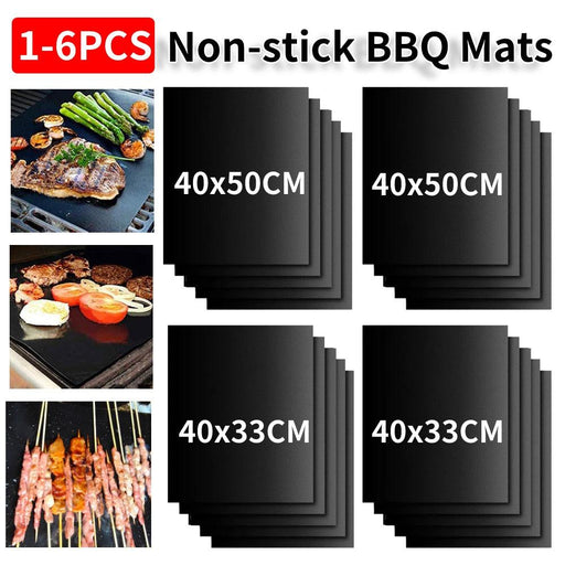 1-6pcs BBQ Grill Mat Non-stick Mat Heat Resistant Grill Mat Outdoor Baking Reusable Barbecue Party Mat 40x50cm Grill Accessories Barbecue Grill Mat Reusable Baking Mat BBQ Sheet Non-Stick for Electric Gas and Charcoal Barbecue Accessories