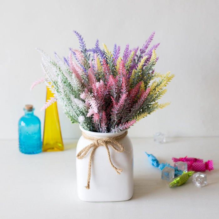 1 Bundle Artificial Lavender Fake Flowers Wedding Bouquet Home Kitchen Office Table Centerpieces Arrangements Decor