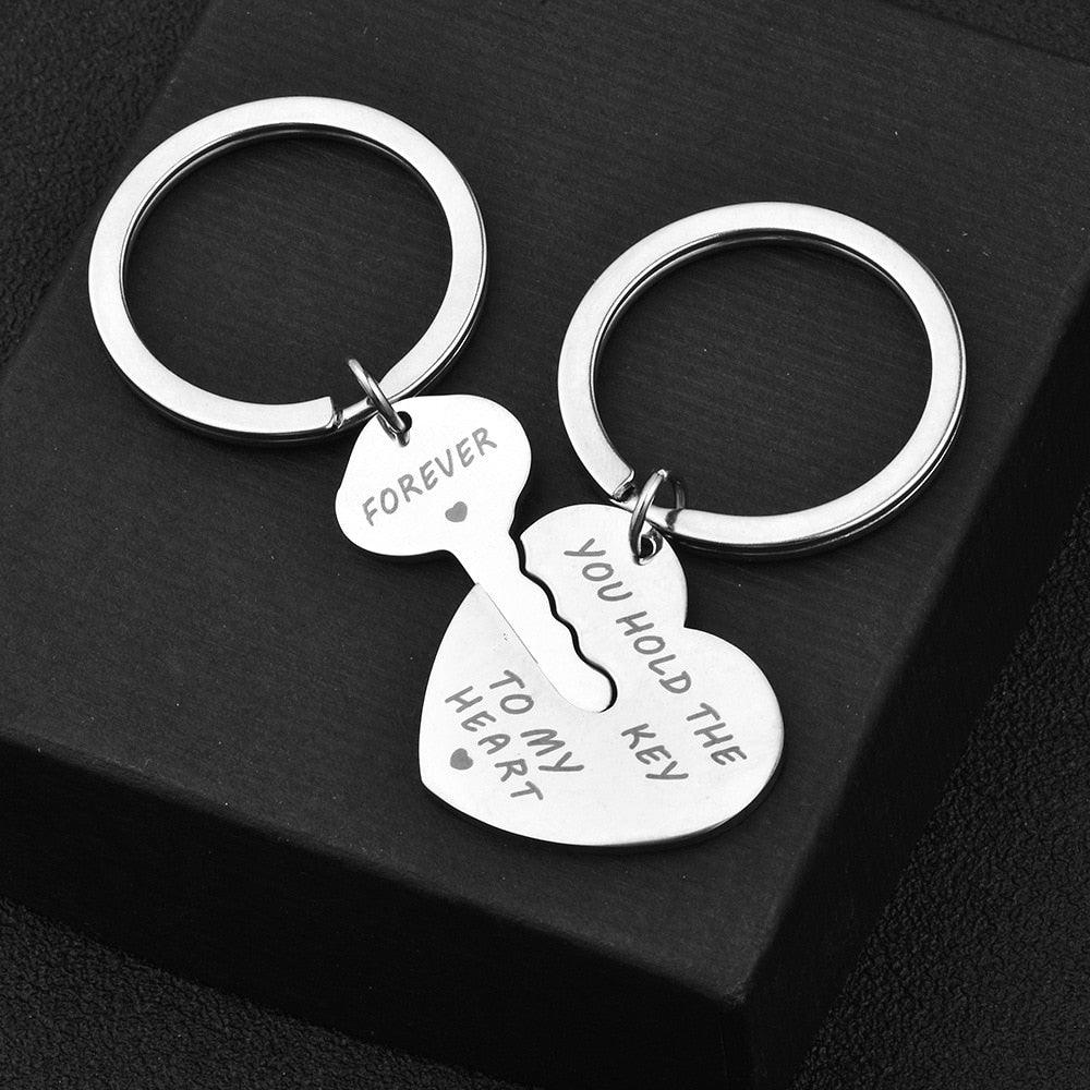 1 Pair Couple Key Chain Ring Set "I LOVE YOU" With Red Heart Keychains Originality Car Key Accessories Couples Keychain Boyfriend Girlfriend Keyring Car Key Decoration Women Men Car Keychain