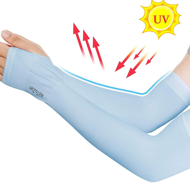 1 Pair Unisex Cool Cycling Sleeve Sport Cooling Arm Sleeves Anti-sunburn Sunscreen UV Sports Fitness Sun Protection Arm Women Sleeves Cooling Arms Men Sports Safety Sleeves Long Soft Tennis Arm Cover