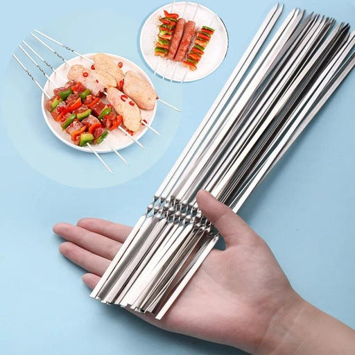 10-20Pcs Stainless Steel Barbecue Skewer Reusable BBQ Skewers Kebab Iron Stick For Outdoor Camping Picnic Tools Cooking Tools Stainless Steel Barbecue Skewers  Durable and Reusable Metal Skewers