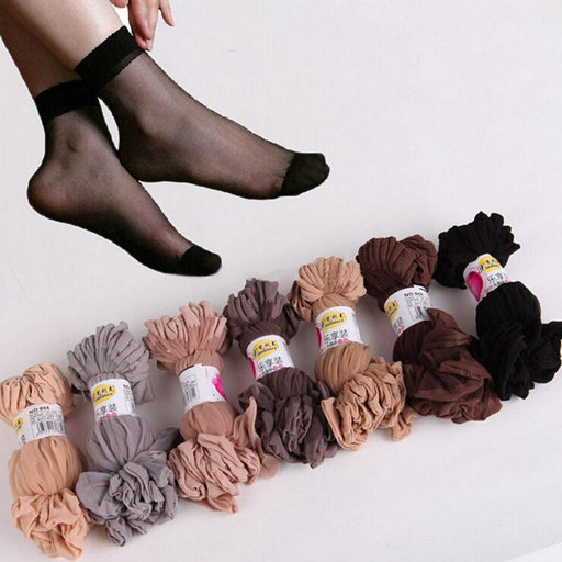 10 Pairs Women's Ankle Socks Ultra-thin Elastic Silky Short Silk Beautiful Girls Socks For Women