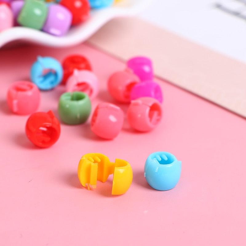 100Pcs Cute Candy Colors Plastic Hairpins Mini Hair Claw Clips Hair Braids Maker Beads Headwear Gorgeous Hair Accessories For Women